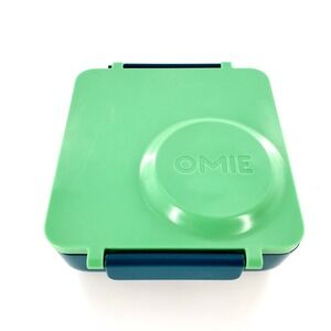 OmieBox Hot & Cold Bento Lunch Box for Kids Green/Blue Broken Hinge **READ**